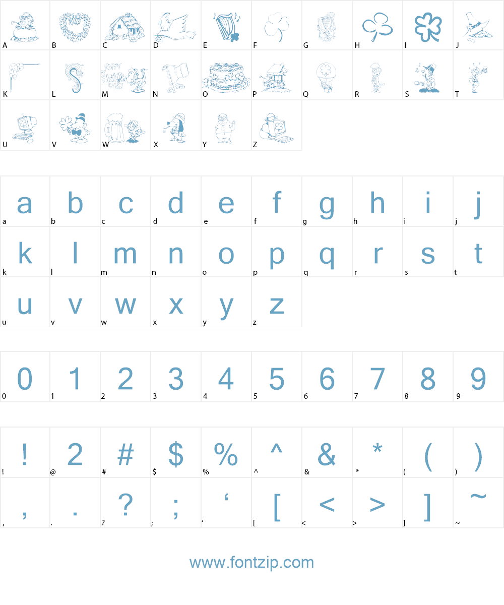 KR Irish Kat 1 Font Character